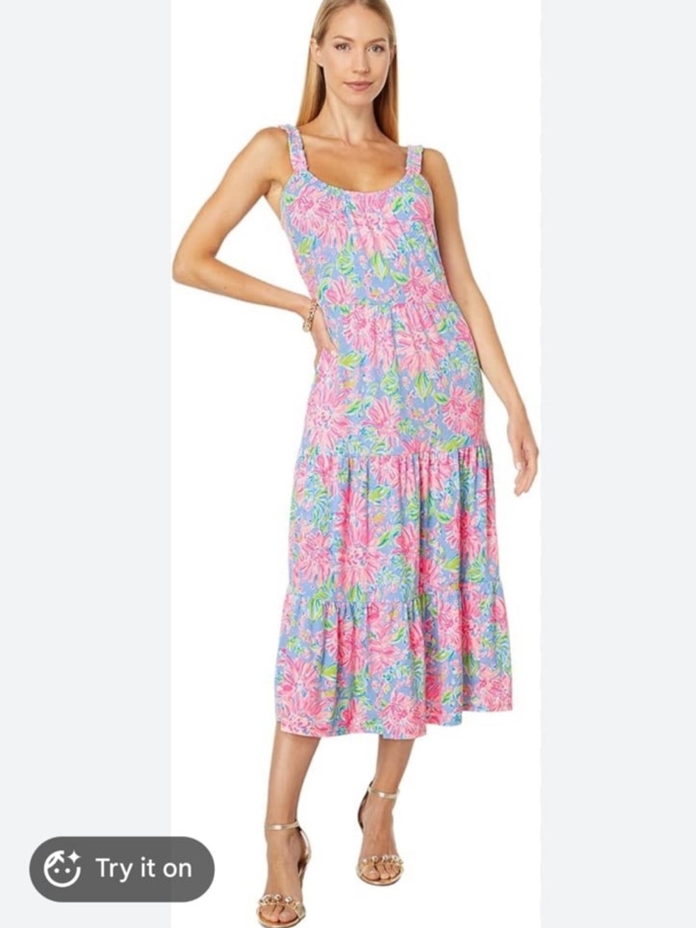 Lilly Pulitzer Loro Midi Dress Blue Peri Sunrise Bay